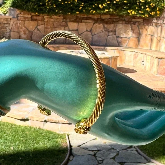 Authentic David Yurman Gold-Tone Cable Bracelet/Open Cuff - Picture 8 of 15